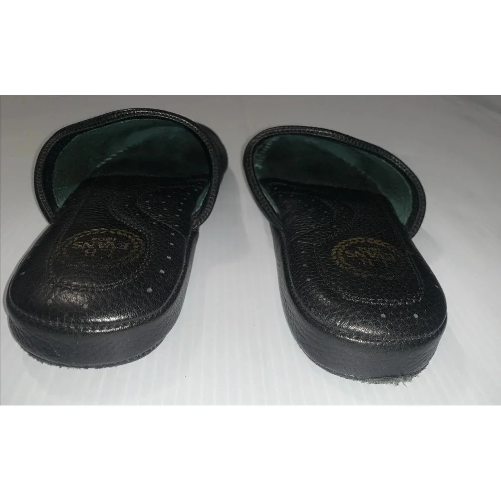 L.B. Evans Aristocrat Scuff Slippers Shoes Mens Size 8M Black Leather Mule House
